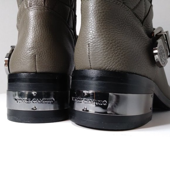 Vince Camuto Waveera Women's Leather Olive Gray Moto Boots- Size 9M - Picture 4 of 8